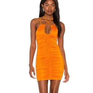 Superdown Jordan Criss Cross Dress in Orange Size XXS